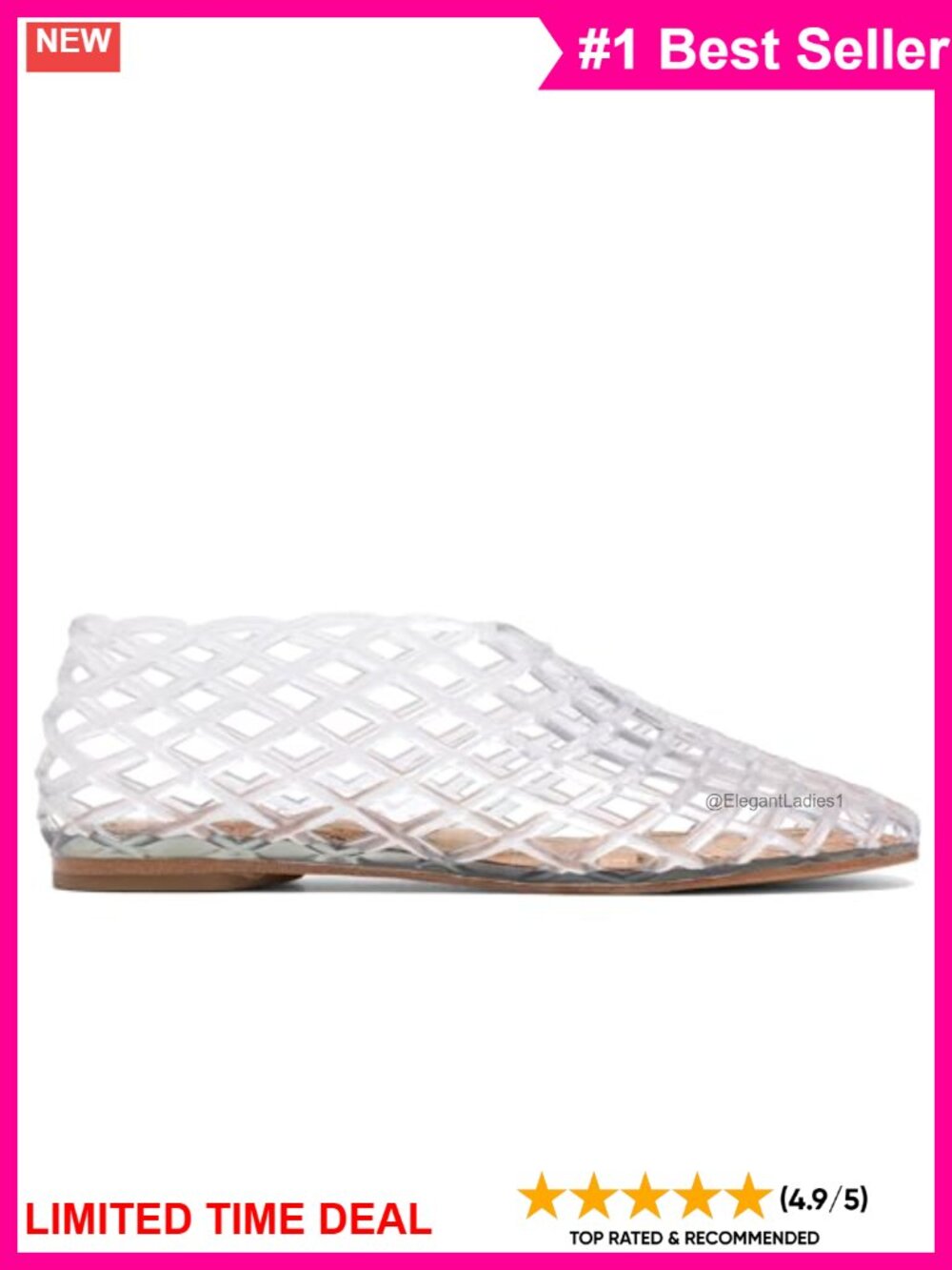 Jelly Mesh Ballet Flats Round Toe Slip-On Beach Ballerina Shoes